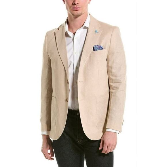 NWT TailorByrd Collection Men’s Linen-Blend Sport Coat Blazer Beige  Size 40R - Picture 2 of 12